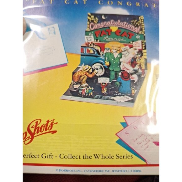 PopShots Fat Cat Congrats 3D Pop-Up Greeting Card Congratulations - Picture 3 of 7